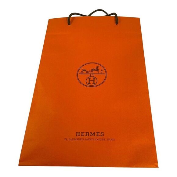 Hermès Orange Paper Shopping Bag With Handles 11 X 16.5 Empty Gift Shoes Purse - Picture 1 of 5